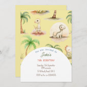 Verjaardagsfeest met leuke dinosaurussen uitnodigi kaart (Voorkant / Achterkant)