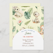 Verjaardagsfeest met leuke dinosaurussen uitnodigi kaart (Voorkant / Achterkant)