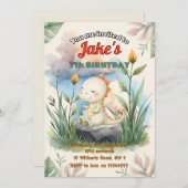 Verjaardagsfeest met leuke dinosaurussen uitnodigi kaart (Voorkant / Achterkant)