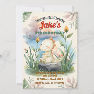 Verjaardagsfeest met leuke dinosaurussen uitnodigi kaart