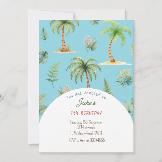 Verjaardagsfeest met leuke dinosaurussen uitnodigi kaart (Voorkant)