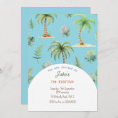 Verjaardagsfeest met leuke dinosaurussen uitnodigi kaart (Voorkant / Achterkant)