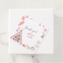 Verjaardagsfeest met logeerpartijtje bedankjes labels