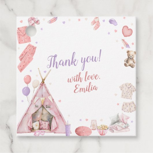 Verjaardagsfeest met logeerpartijtje bedankjes labels (Voorkant)