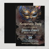 Verjaardagsfeest met maskerade kaart (Voorkant / Achterkant)