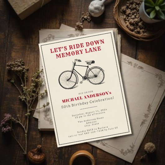 Verjaardagsfeest met oude fietsen kaart