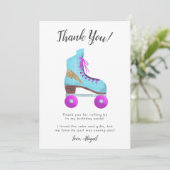 Verjaardagsfeest met oude rolschaatsen bedankkaart (Staand voorkant)