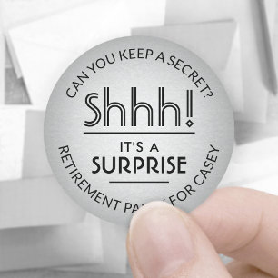 Verjaardagsfeest met pensioen Black & Silver Nep-F Ronde Sticker