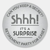 Verjaardagsfeest met pensioen Black & Silver Nep-F Ronde Sticker (Voorkant)