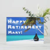 Verjaardagsfeest met pensioen, Sunny Beach uitnodi Kaart (Staand voorkant)