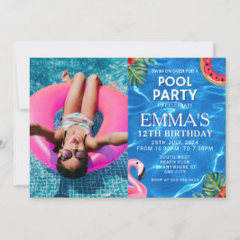 Verjaardagsfeest met poolfoto kaart