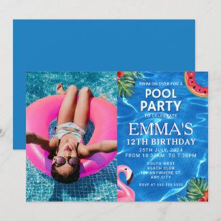 Verjaardagsfeest met poolfoto kaart