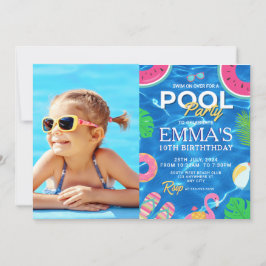 Verjaardagsfeest met poolfoto kaart