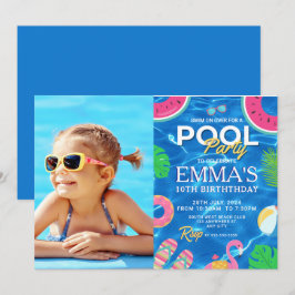 Verjaardagsfeest met poolfoto kaart