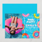 Verjaardagsfeest met poolfoto kaart (Voorkant / Achterkant)