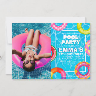 Verjaardagsfeest met poolfoto kaart