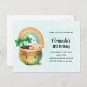 Verjaardagsfeest met regenboog en klaver van St. P Briefkaart (Voorkant / Achterkant)