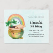 Verjaardagsfeest met regenboog en klaver van St. P Briefkaart (Voorkant)