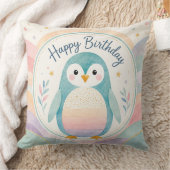 Verjaardagsfeest met regenboog Pastel Pinguïn Kussen (Deken)