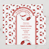 verjaardagsfeest met rode witte voetballen kaart (Voorkant / Achterkant)