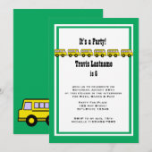 Verjaardagsfeest met schoolbus kaart (Voorkant / Achterkant)