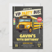 Verjaardagsfeest met schoolbus kaart (Voorkant)