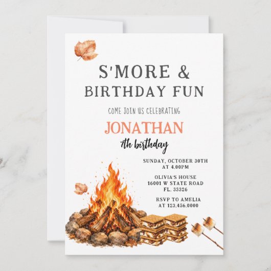 Verjaardagsfeest met S'more Kaart (Voorkant)