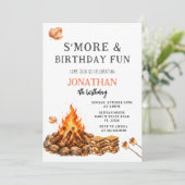 Verjaardagsfeest met S'more Kaart (Staand voorkant)