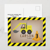 Verjaardagsfeest met thema graafmachine bouw briefkaart (Voorkant / Achterkant)