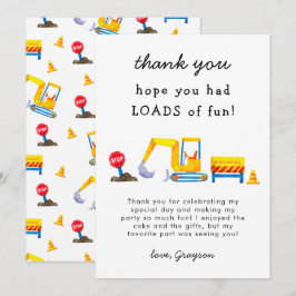 Verjaardagsfeest met veel plezier in de bouw bedankkaart