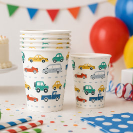 Verjaardagsfeest met vervoer thema papieren bekers