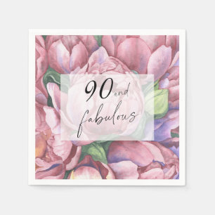 Verjaardagsfeest met vintage bloemmotief voor 90-j servet