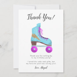 Verjaardagsfeest met vintage roller skates bedankkaart