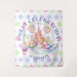 Verjaardagsfeest met waterverf pastel Candyland sp Wandkleed