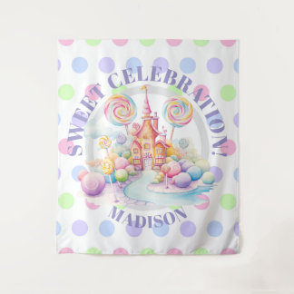 Verjaardagsfeest met waterverf pastel Candyland sp Wandkleed