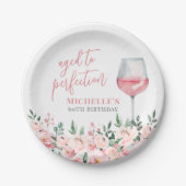 Verjaardagsfeest met wijnbloemen papieren bordje (Voorkant)