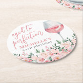 Verjaardagsfeest met wijnbloemen ronde kartonnen onderzetter (Gebogen)