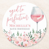 Verjaardagsfeest met wijnbloemen ronde kartonnen onderzetter (Voorkant)