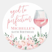 Verjaardagsfeest met wijnbloemen ronde sticker (Voorkant)