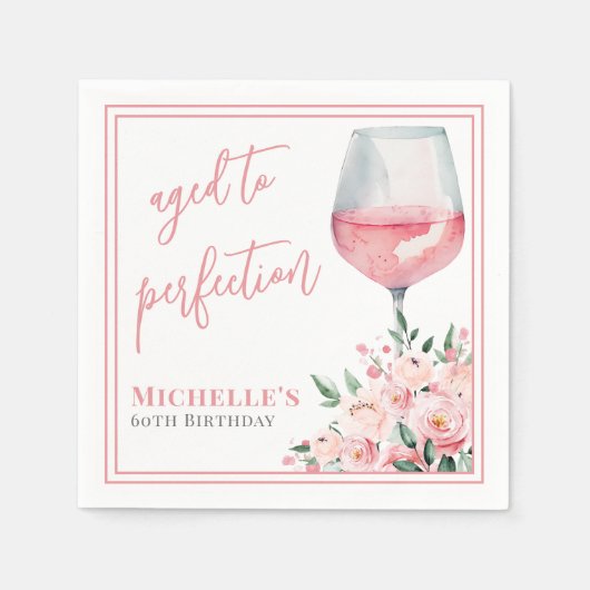 Verjaardagsfeest met wijnbloemen servet (Voorkant)