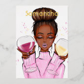 Verjaardagsfeest met wijnthema folie uitnodiging (Voorkant)