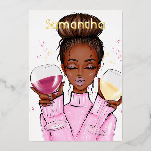 Verjaardagsfeest met wijnthema folie uitnodiging