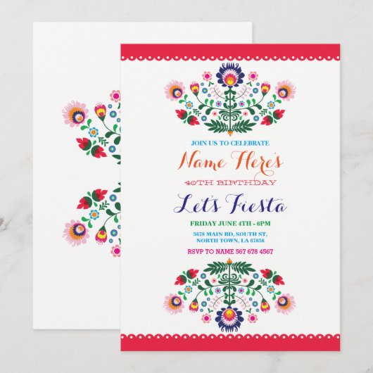 Verjaardagsfeest Mexicaanse Uitnodiging (Voorkant / Achterkant)