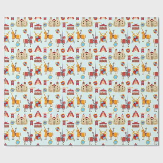 Verjaardagsfeest Middeleeuwse Ridders Toernooi Cadeaupapier (Vlak)