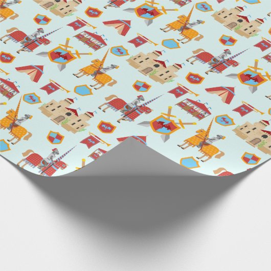 Verjaardagsfeest Middeleeuwse Ridders Toernooi Cadeaupapier (Hoek)