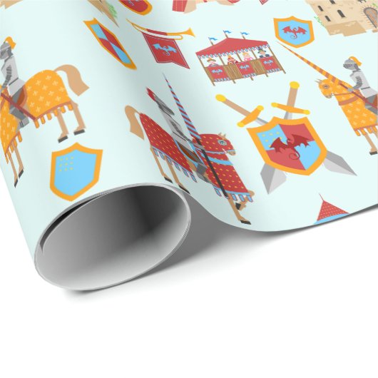 Verjaardagsfeest Middeleeuwse Ridders Toernooi Cadeaupapier (Rol Hoek)