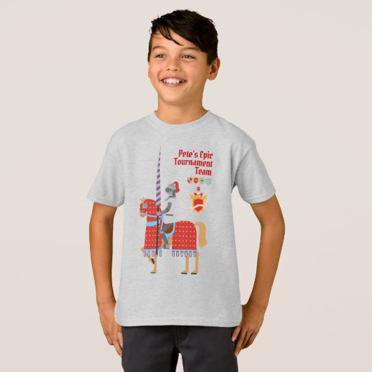 Verjaardagsfeest Middeleeuwse Ridders Toernooi T-shirt (Voorkant volledig)