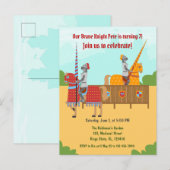 Verjaardagsfeest Middeleeuwse Ridders Toernooi Uitnodiging Briefkaart (Voorkant / Achterkant)