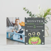 Verjaardagsfeest Monster Kinder foto Kaart (Staand voorkant)
