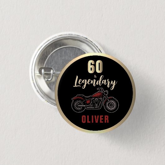 Verjaardagsfeest motorfiets 60ste verjaardag ronde button 3,2 cm (Voorkant /achterkant)